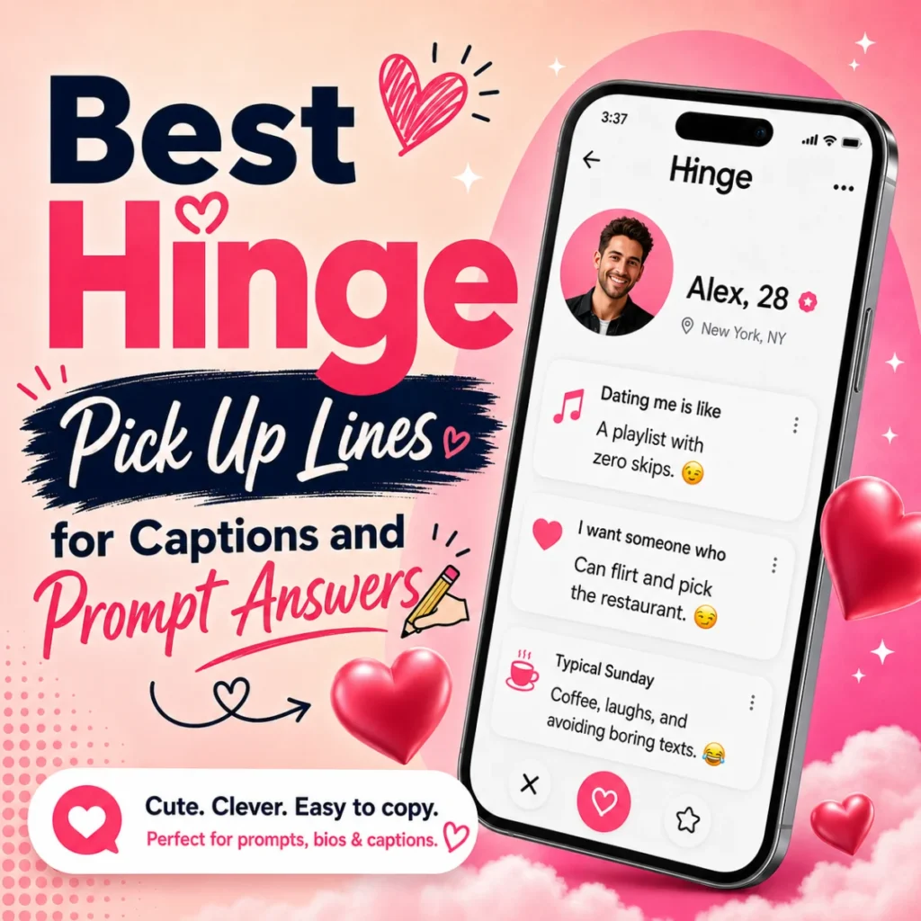 Best Hinge Pick Up Lines for Captions and Prompt Answers ✍️