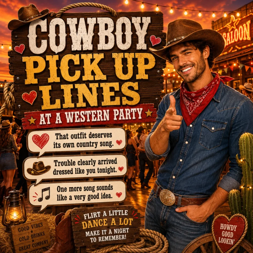Cowboy Pick Up Lines at a Western Party 🤠