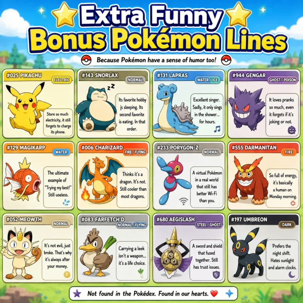 Extra Funny Bonus Pokémon Lines ⭐