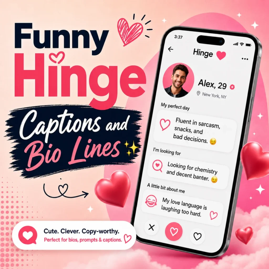 Funny Hinge Captions and Bio Lines ✨
