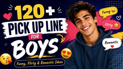 120+ pick up line for boys featuring funny, flirty, and romantic pickup lines with a smiling young man