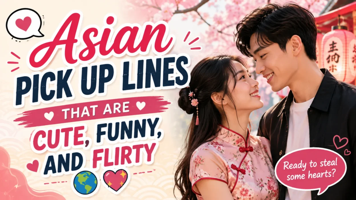 Asian pick up lines that are cute, funny, and flirty with a romantic Asian couple