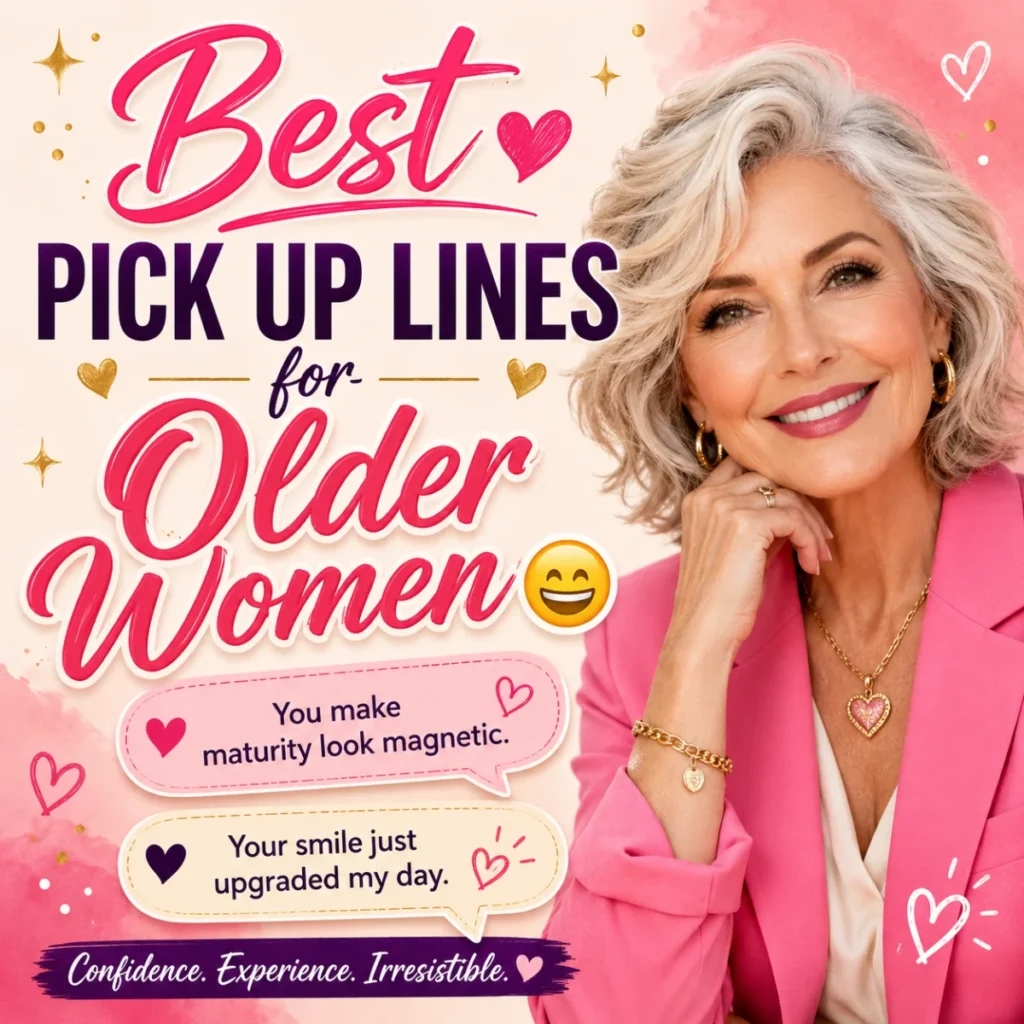 Best pick up lines for older women featuring a confident person sharing a playful compliment with an elegant mature woman in a cozy café.