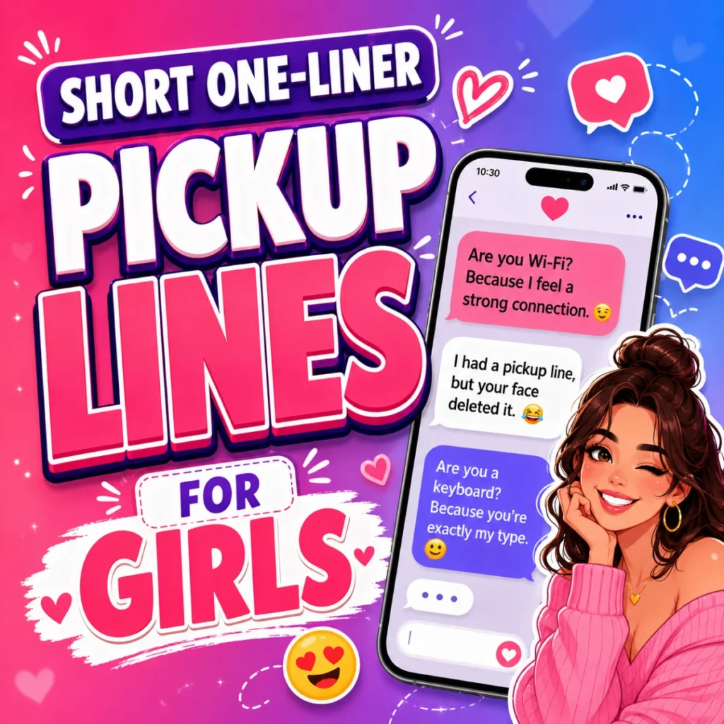 Short One-Liner Pickup Lines for Girls 😄