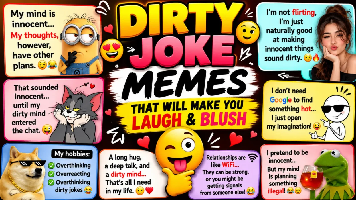 Dirty joke memes with funny, flirty, and cheeky humor for adults