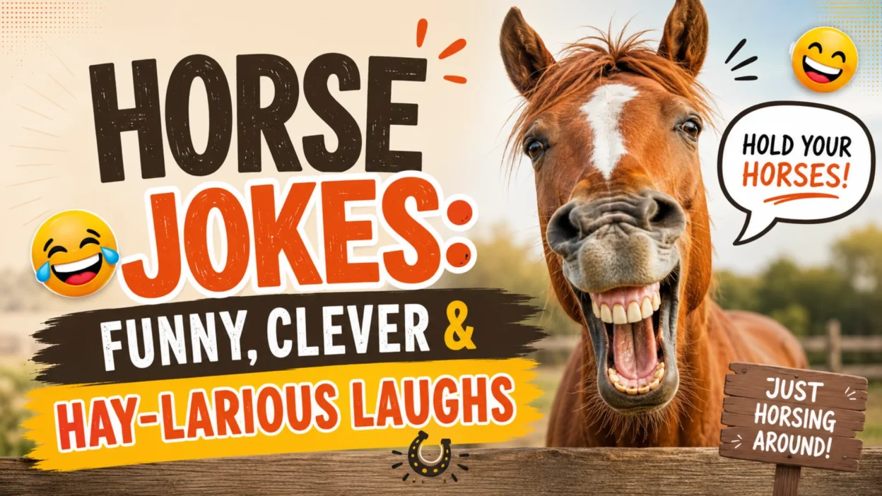 Horse jokes funny clever and hay-larious laughs with a smiling horse
