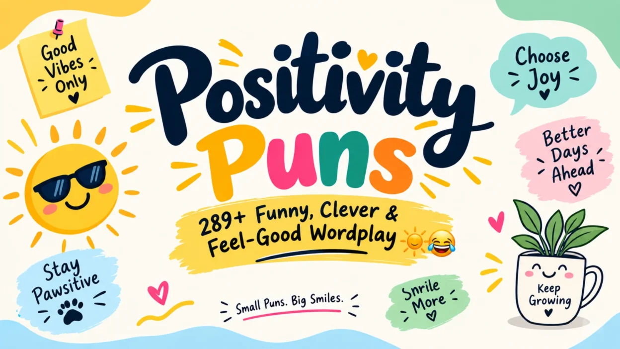 Positivity Puns: 289+ funny, clever, and feel-good wordplay with cheerful sunshine and positive vibes