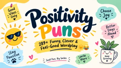 Positivity Puns: 289+ funny, clever, and feel-good wordplay with cheerful sunshine and positive vibes